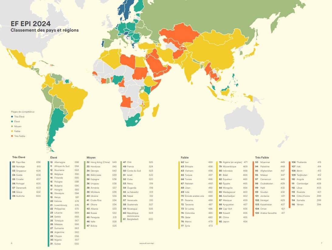 Carte du monde d&rsquo;EF EPI 2024