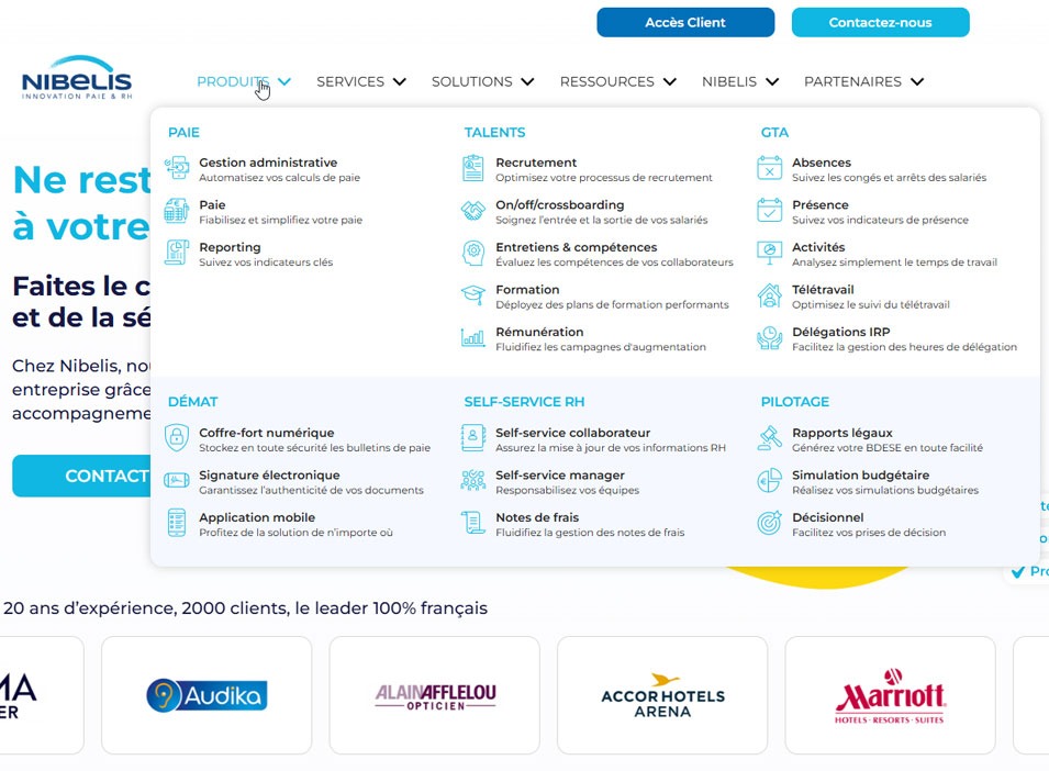 Site web : refonte du menu
